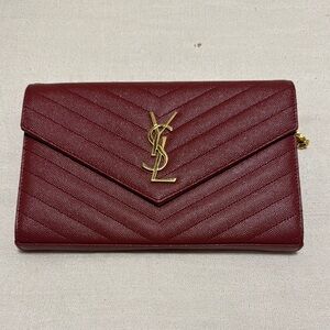 Yves Saint Laurent Red Chevron Quilted Clutch